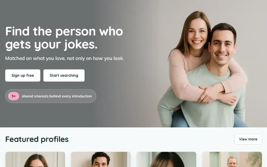 Swoon — a dating site homepage design