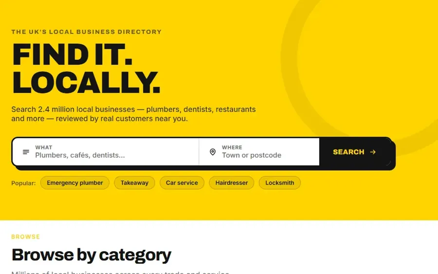 Yello — a local directory homepage design