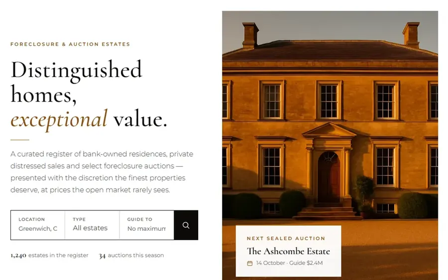 Cavendish — a real estate homepage design